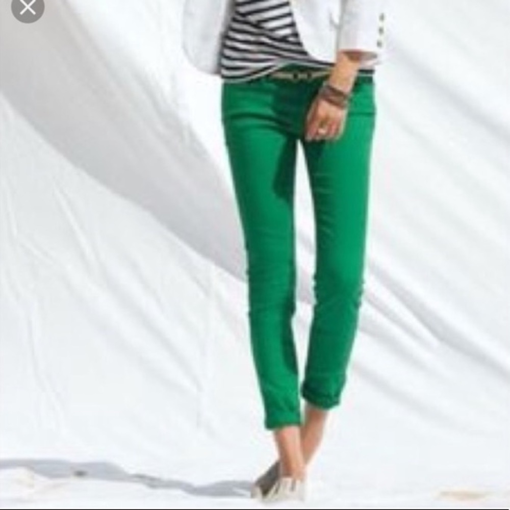 J.Crew green matchstick jeans